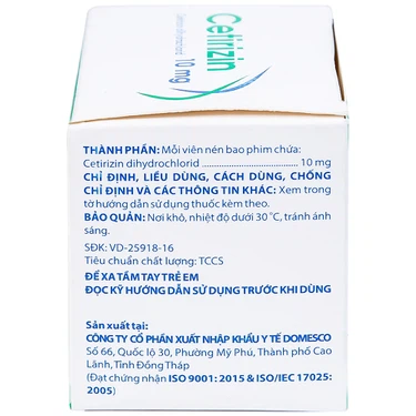 Thuốc Cetirizin DMC 10mg điều trị viêm mũi dị ứng, mày đay