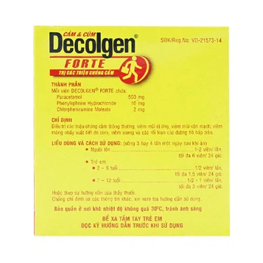 Thuốc Decolgen Forte điều trị các triệu chứng cảm thông thường, viêm mũi dị ứng